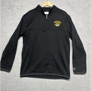 Champion Mizzou Tigers  Sweater Pullover 1/4 Zip Black Fur Lined Warm M. Unisex.